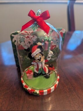 Disney Parks Mickey Mouse Glass Dome Retro Christmas Holiday Ornament 2023 New